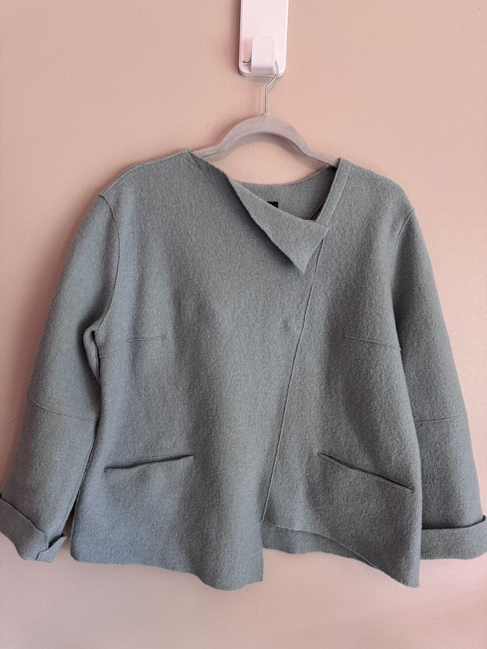 OSKA Women’s Gray Pure Virgin Wool Open Front Jacket